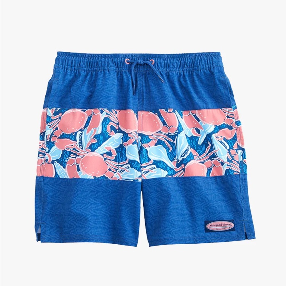 Vineyard Vines Boys Blue and Pink Crab Pattern Shorts Size XL